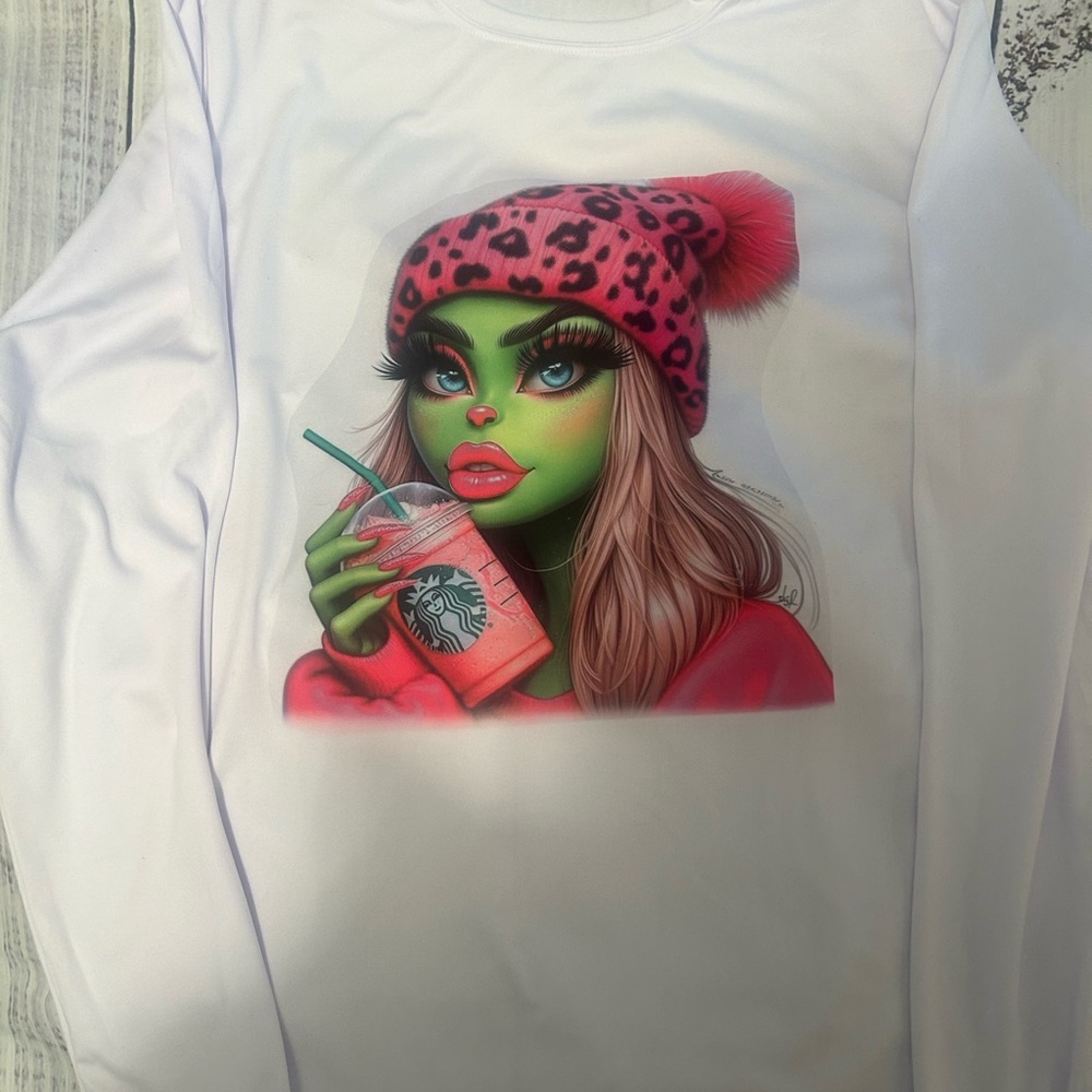 White Graphic Long Sleeve Top